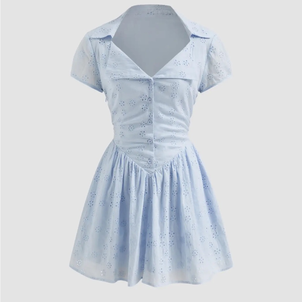 Light Blue Eyelet Kids Dress